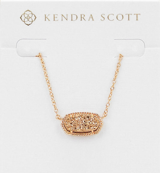 elisa rpse gold drusy necklace