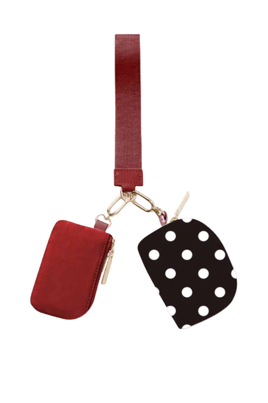 double pouch polka dot wristlet