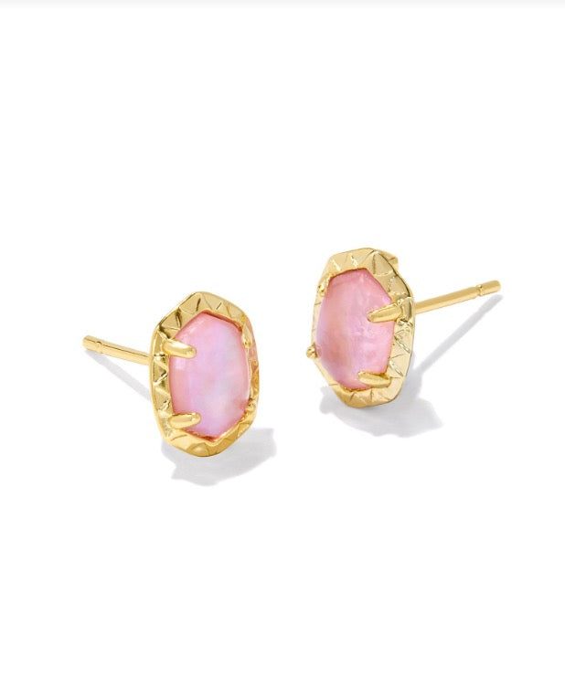 DAPHNE STUD EAR GOLD LT PINK IRD ABALONE