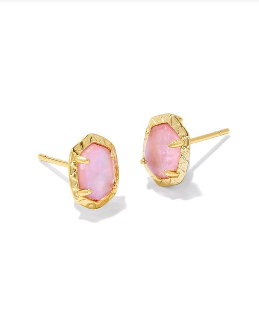 DAPHNE STUD EAR GOLD LT PINK IRD ABALONE