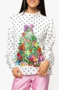 White & Black Polka Dot Multi Christmas Tree Mockneck Sweatshirt