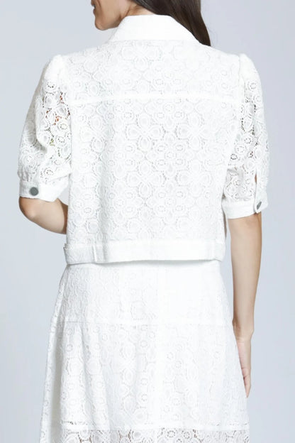 Lace Puff Sleeve Jean Jacket