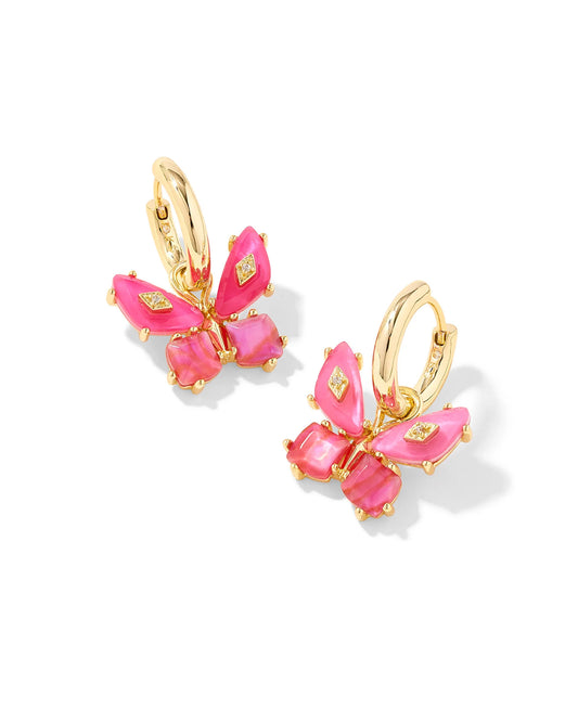 BIANCA BUTTERFLY HUGGIE EAR GOLD PINK
