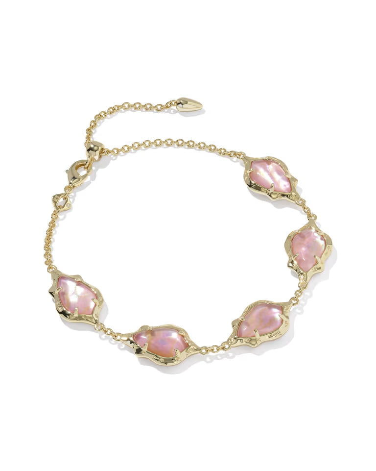 SCALLOP FRAME DELICATE CHAIN BRACELET LIGHT PINK