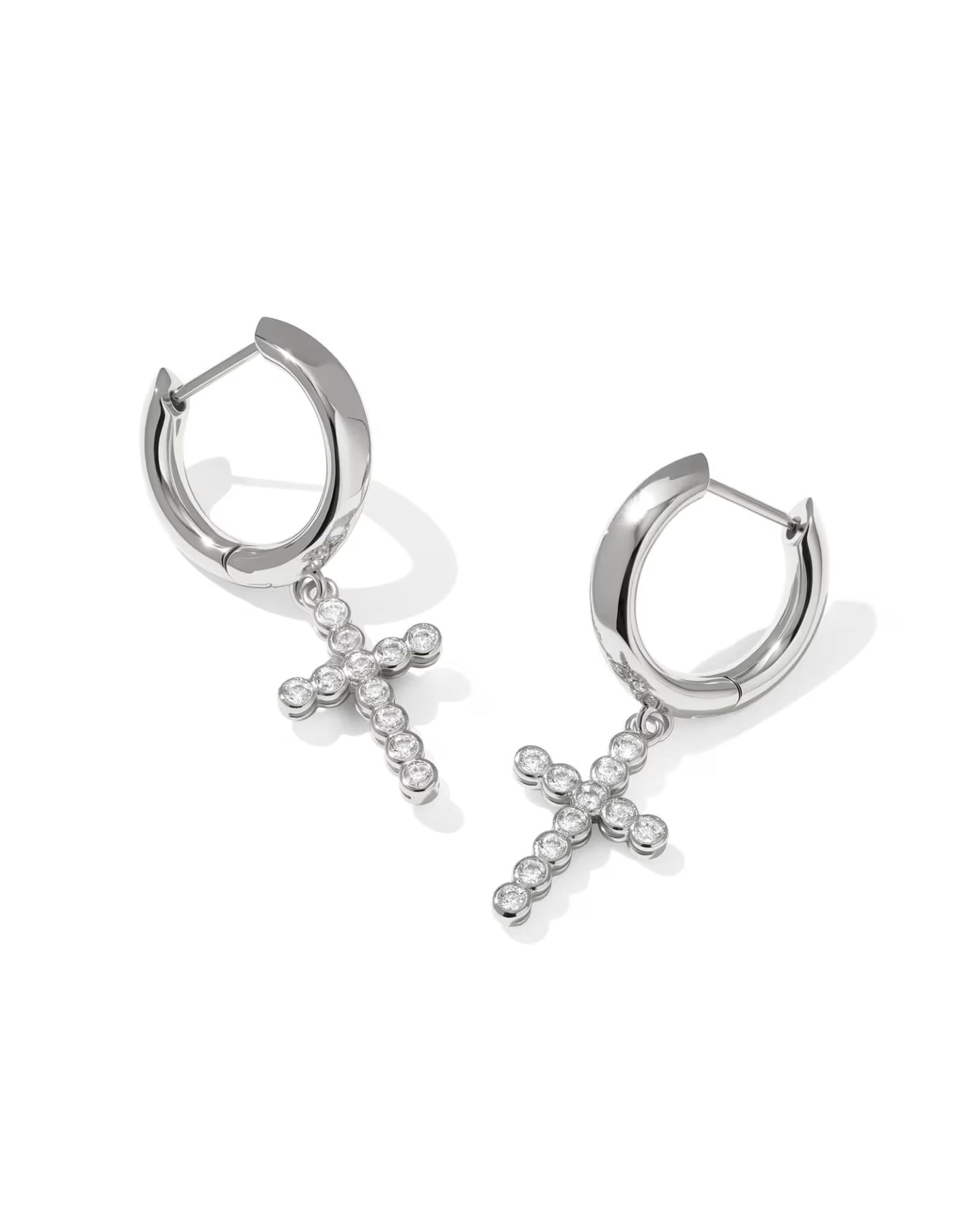 cross crystal huggie earrings