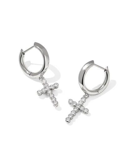 cross crystal huggie earrings