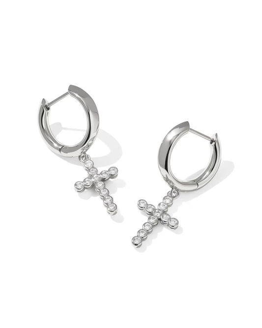 cross crystal huggie earrings