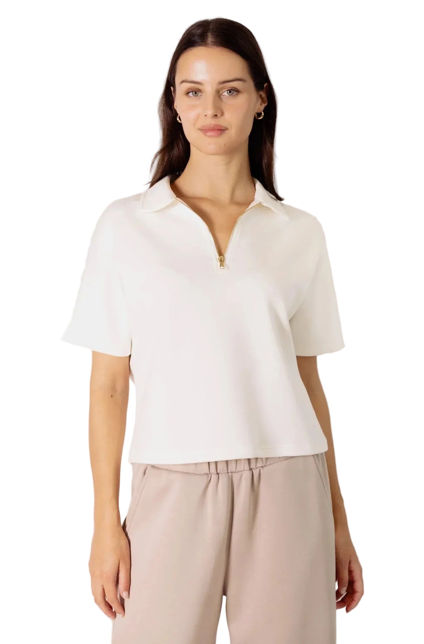 White Half zip top