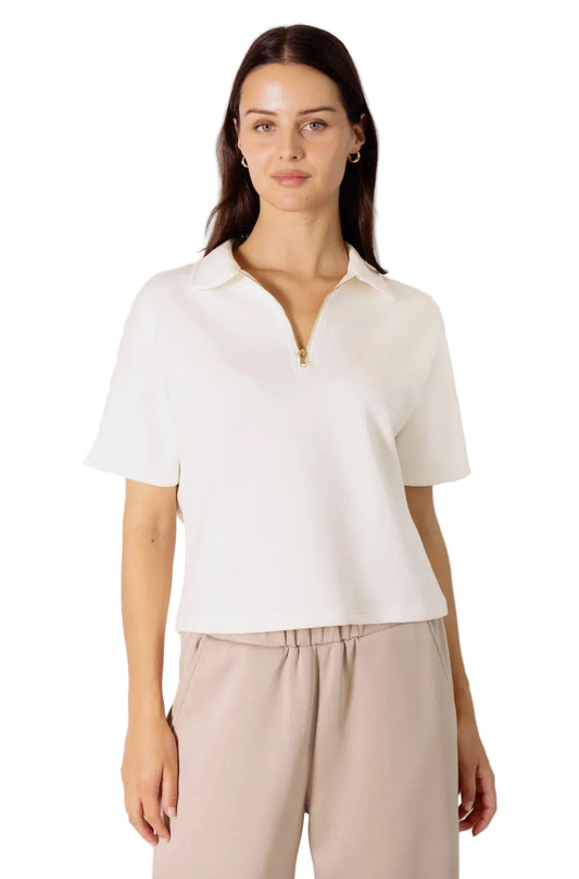 White Half zip top