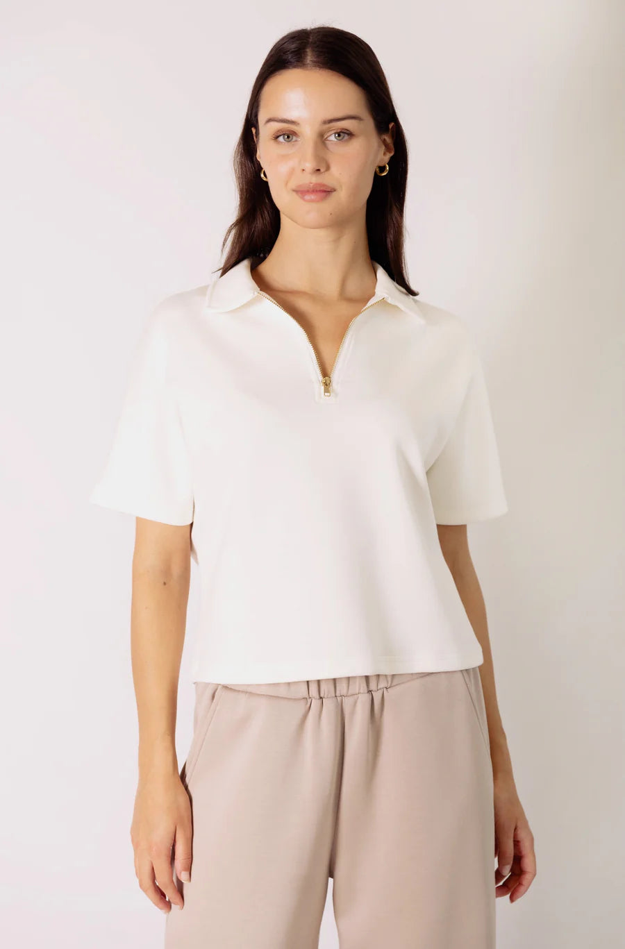 Butter Modal Short Sleeve Quarter Zip Top