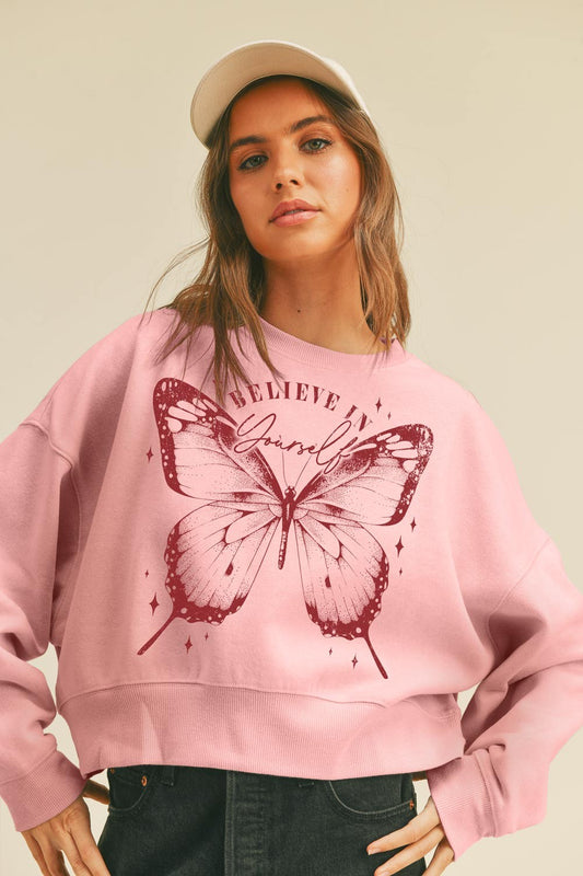 BUTTERFLY CROPPED SWEATSHIRT