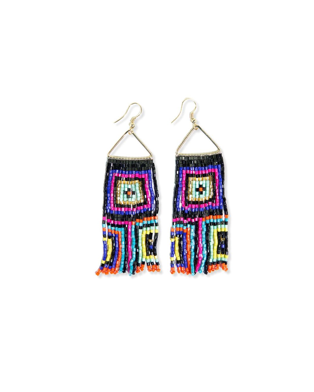 BROOKE SQUARES BEADED FRINGE EARRING