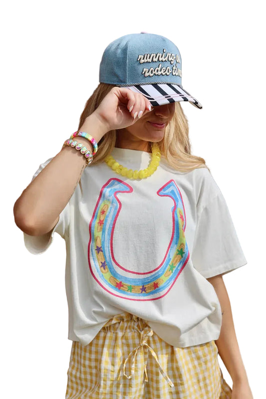 Bright Luck Horseshoe Crop Tee