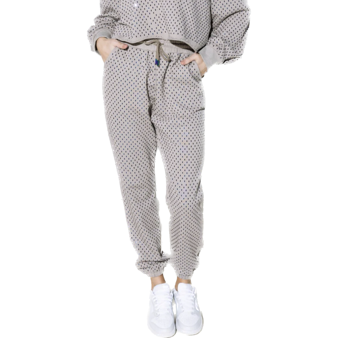 Grey Scattered Rhinestone Jogger