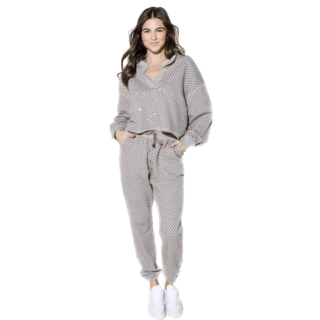 Grey Scattered Rhinestone Jogger