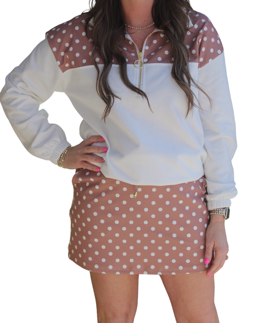 Mocha mousse polka dot skort