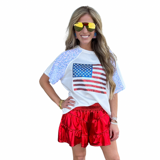 short sleeve American flag top