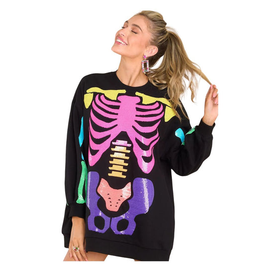 Black Rainbow Skeleton Sweatshirt Dress