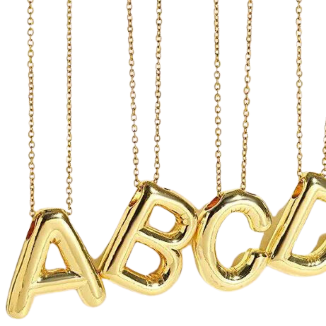 Balloon Bubble Letter Initial Necklace