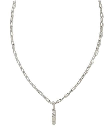 CRYSTAL LTR I PNDNT NCK RHOD METAL