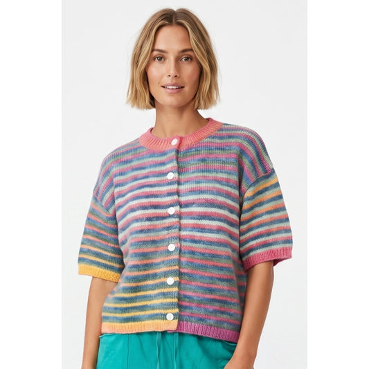 Teal Mix Button Up Sweater