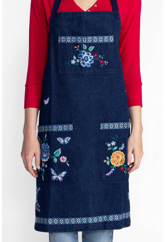 Taymia Embroidered Denim Apron