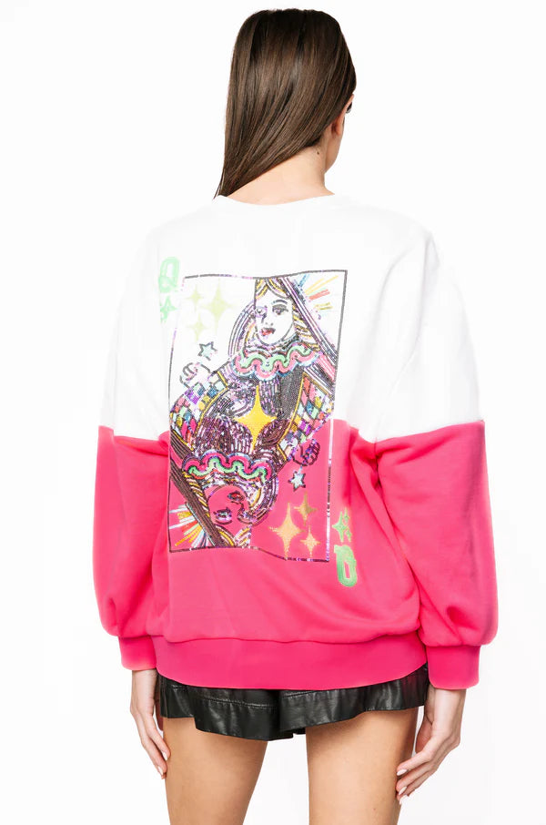 Queen of Sparkle Colorblock QOS Logo Sweatshirt