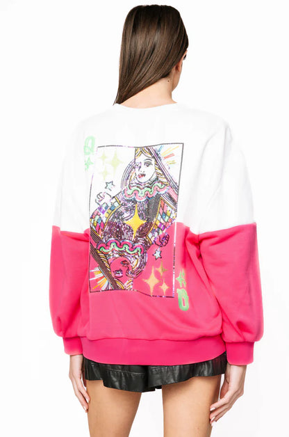 Queen of Sparkle Colorblock QOS Logo Sweatshirt