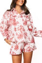 Red & White Christmas Twall Cotton Button Up Top