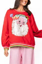 Red Multi Hat Metallic Santa Sweatshirt