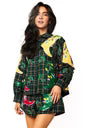 Dark Green Plaid Multi Christmas Cowboy Boots Button Up Top