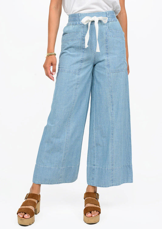 Drawstring Cropped Denim Pants