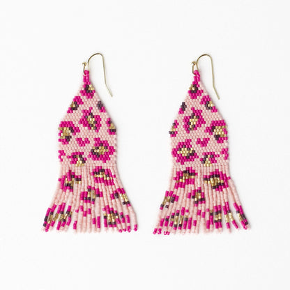 Delilah cheetah fringe earring