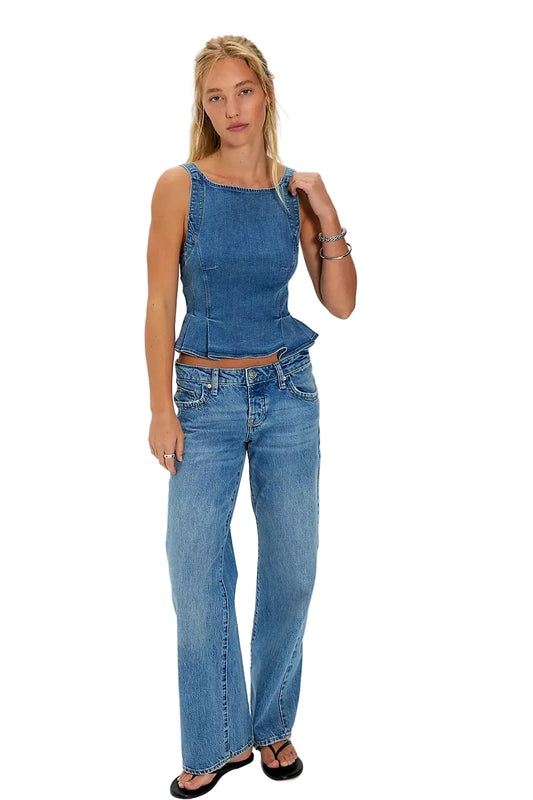 We The Free Sunfaded Denim Top