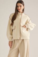 Solid long sleeve knit jacket