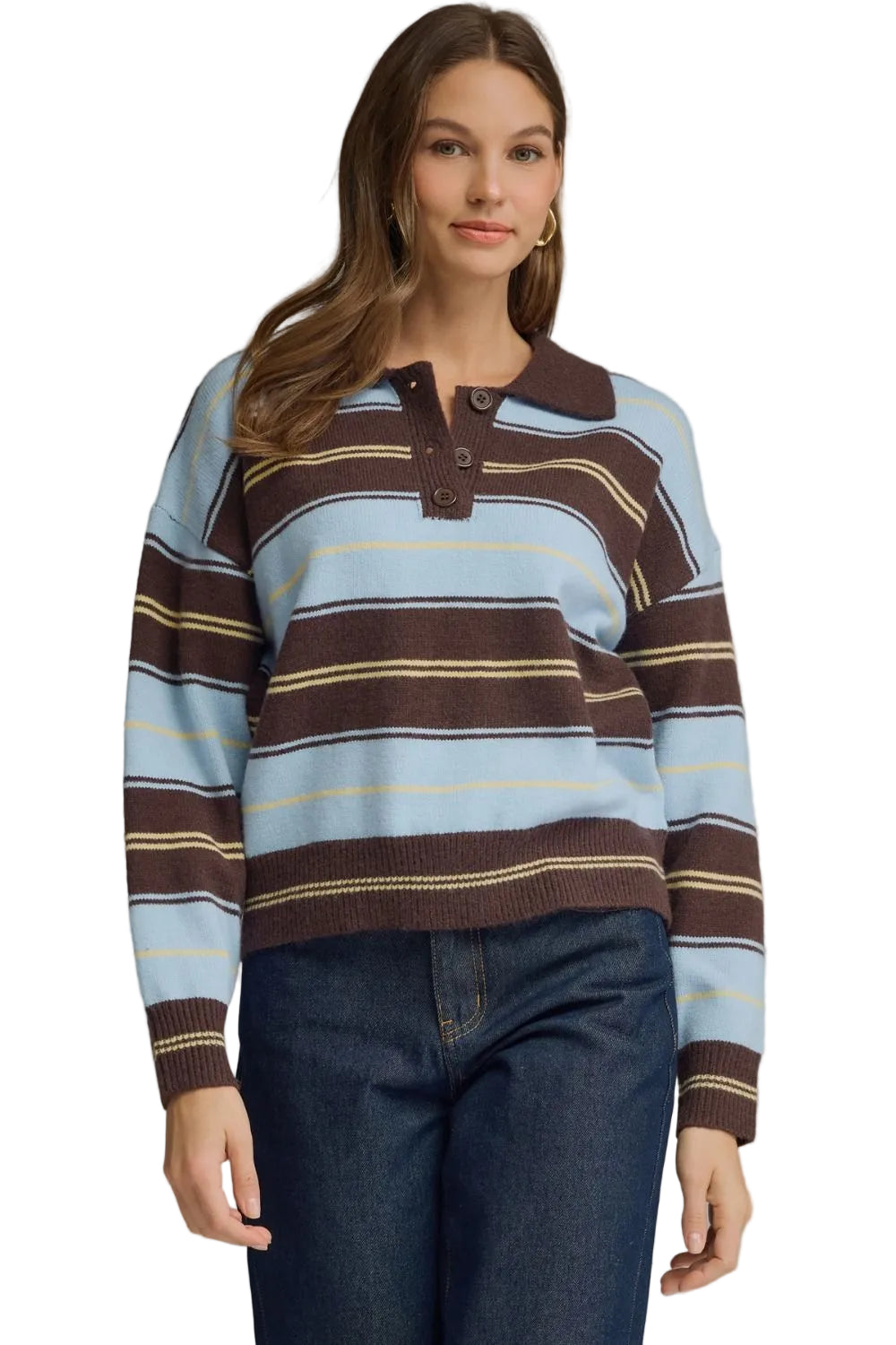 Striped collared sweater
