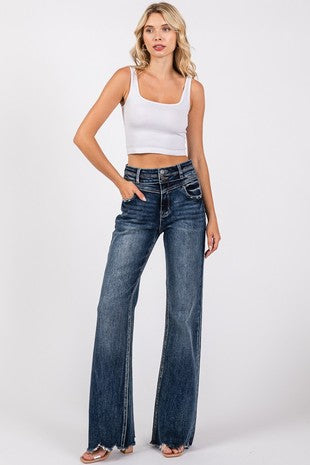 Wide Leg Flare W/ Frayed Hem