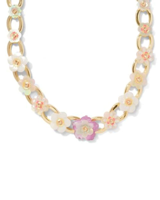 DELIAH STMNT CHAIN NCK GOLD PASTEL MIX