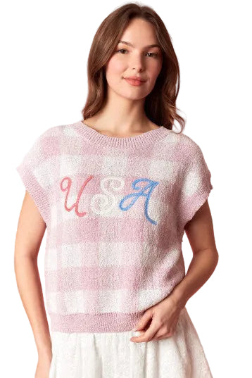 USA Gingham sweater vest