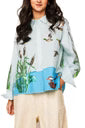 Striped Ducks in Pond Button Up Top