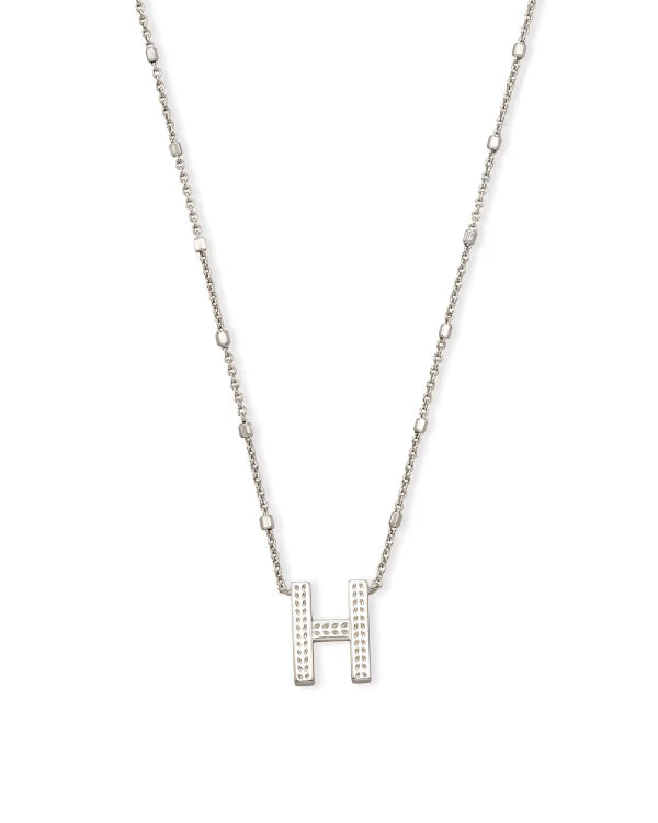 LETTER H PNDNT NCK RHOD SILVER