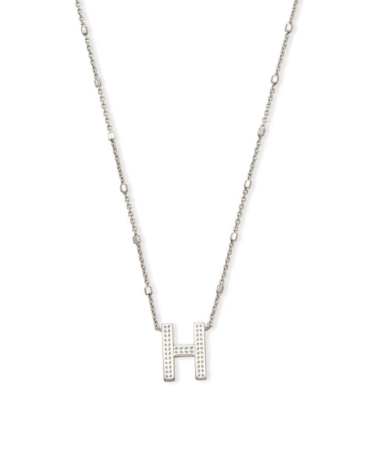 LETTER H PNDNT NCK RHOD SILVER