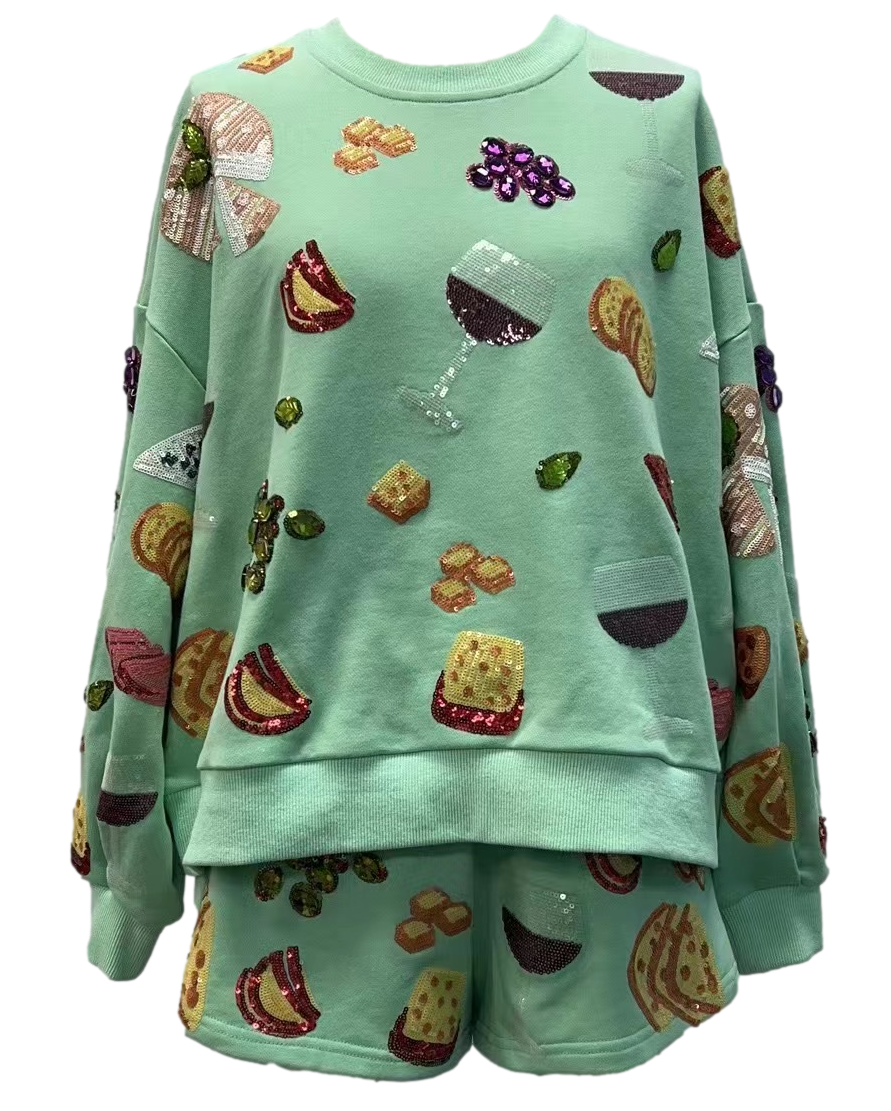 MINT WINE AND CHARCUTERIE SWEATSHIRT