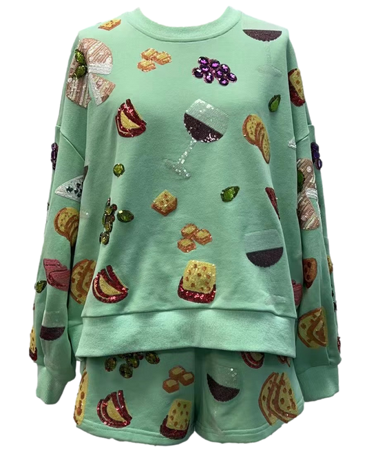 MINT WINE AND CHARCUTERIE SWEATSHIRT