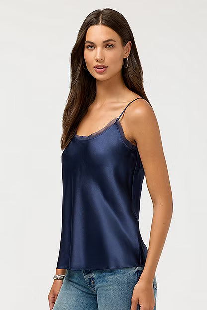 blue night silk cami