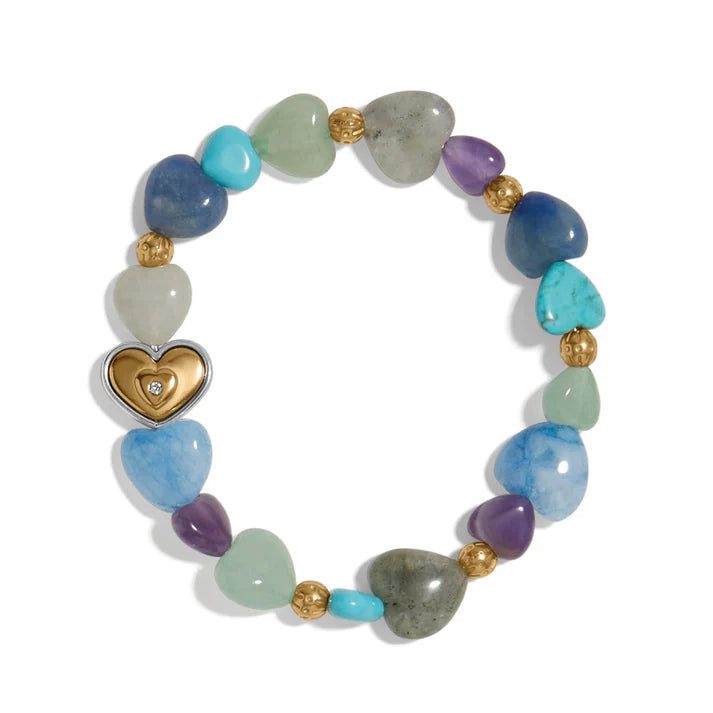 One Heart Multi Heart Bead Stretch Bracelet