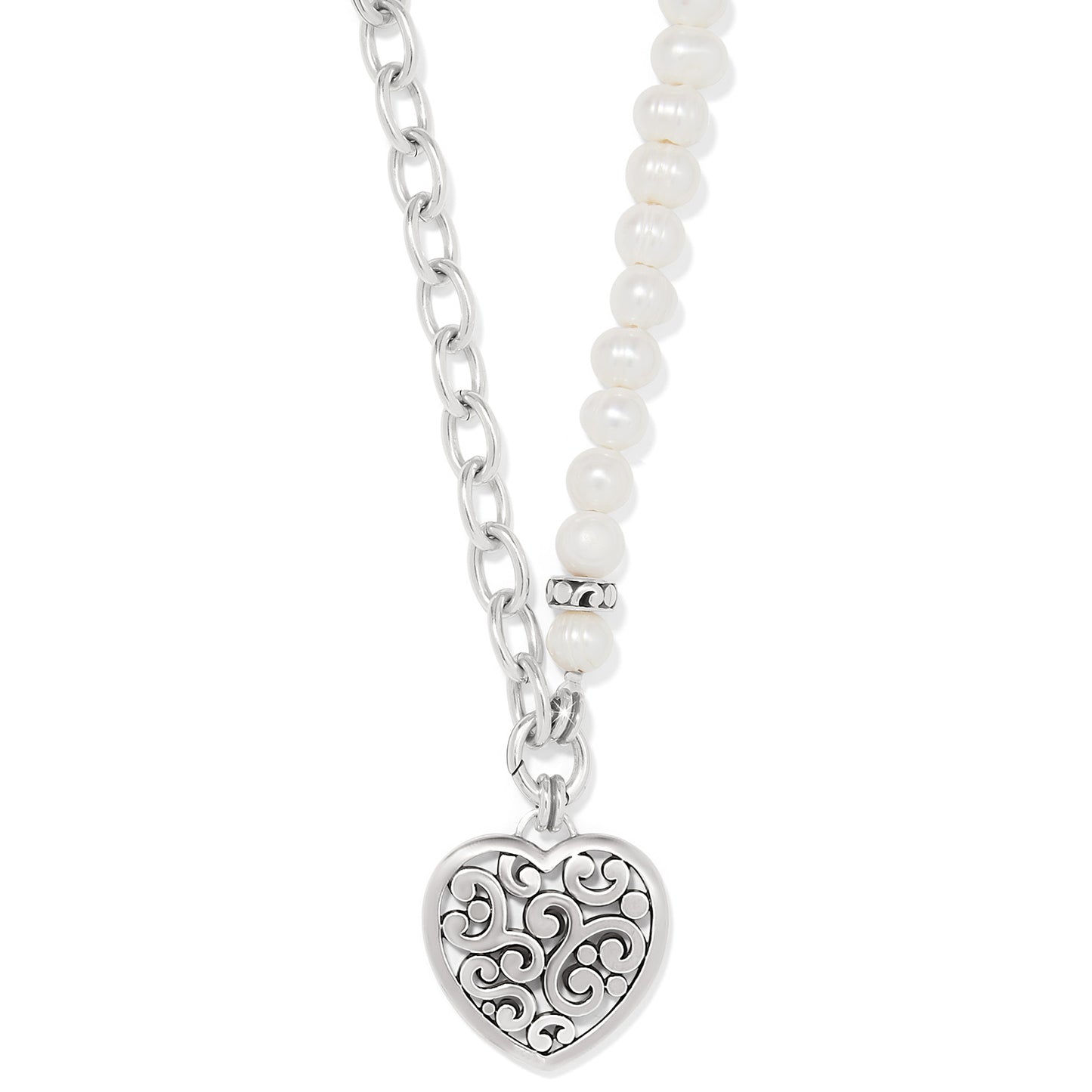 Contempo Heart Pearl Necklace