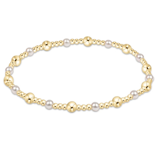 classic gold sincerity pattern 4mm pearl bead brac
