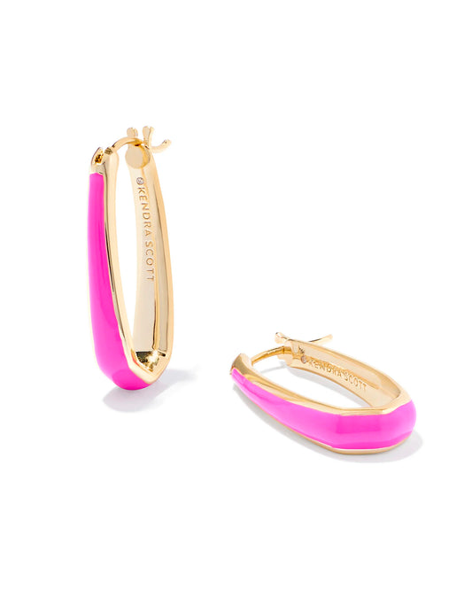 Kelsey Hoop Ear Gold Pink Enamel