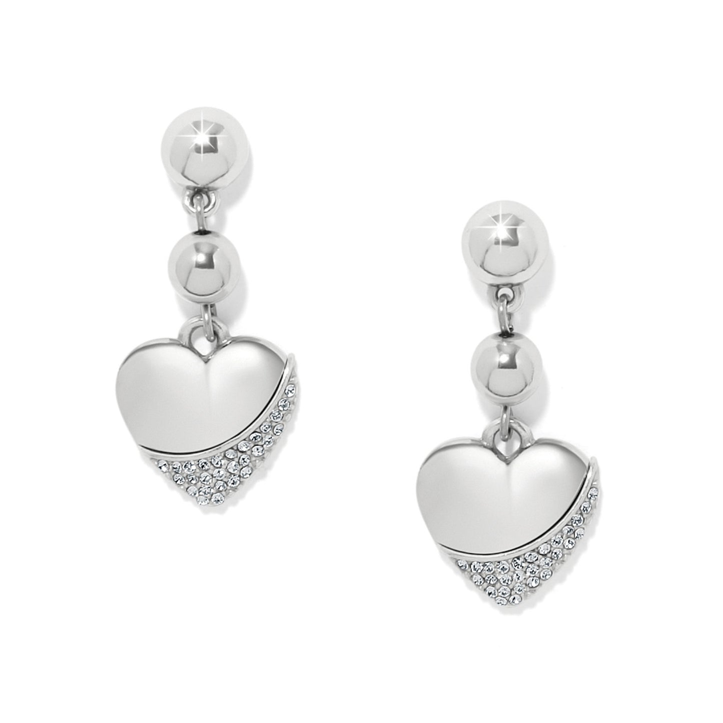 Meridian Petite Heart Silver Wave Post Earrings